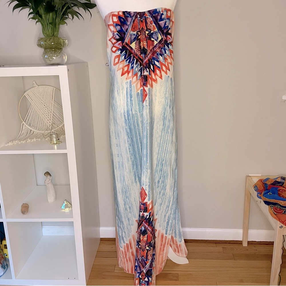 EUC Strapless Pink Owl Maxi Dress in Size Small